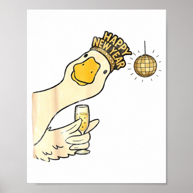 Cheers Happy New Year 2026 Goose With Champagne Di Poster (Framsidan)