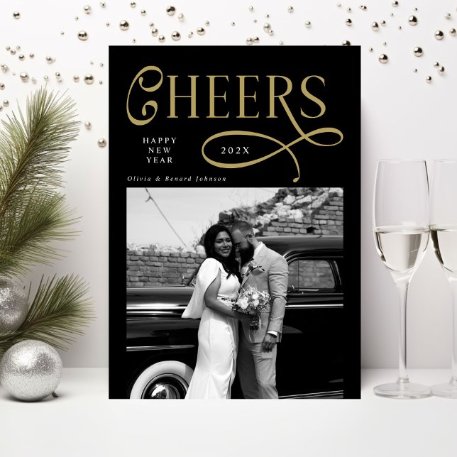 Cheers  Happy New Year Modern Chic 2 Photo Julkort (Skapare uppladdad)