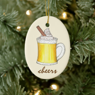Cheers Helgdag Egg Nog Eggnog-juldryck Julgransprydnad Keramik