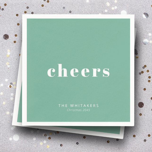 Cheers Holiday Party Personalized Name Typography  Pappersservett (Skapare uppladdad)
