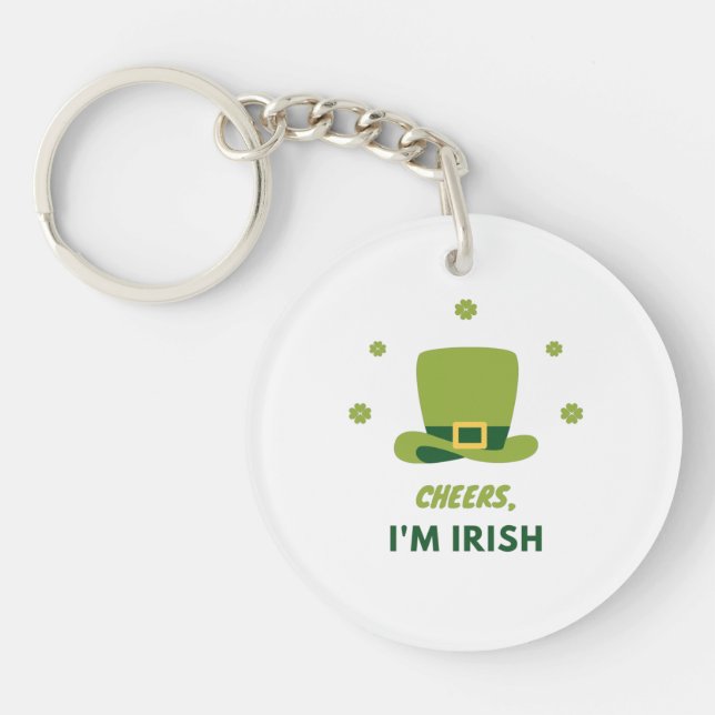 "CHEERS I'M IRISH" ACRYLIC KEYCHAIN. KEYCHAIN (Framsidan)