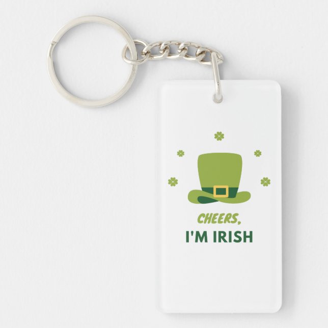 "CHEERS I'M IRISH" ACRYLIC KEYCHAIN. KEYCHAIN NYCKELRING (Framsidan)