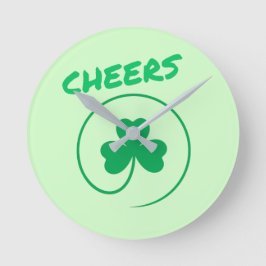Cheers Ireland Klöver Shamrock Retro Rund Klocka