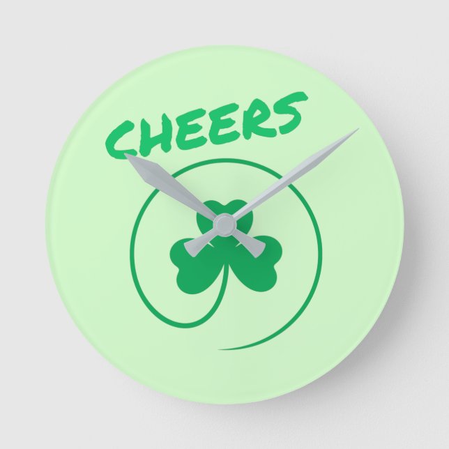 Cheers Ireland Klöver Shamrock Retro Rund Klocka (Framsida)