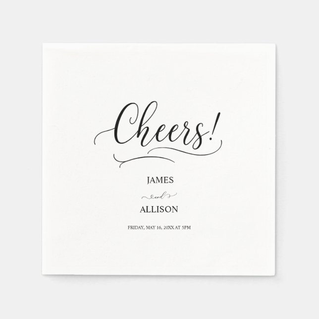 Cheers kärlek Elegant Minimalist Simple bröllop Pappersservett (Framsidan)