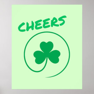 Cheers Klöver Shamrock Irish Grönt St patricks d Poster