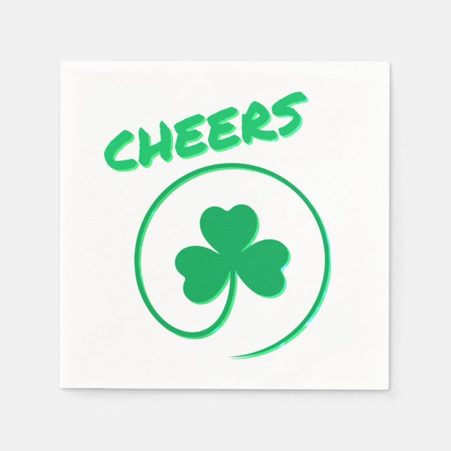 Cheers Klöver Shamrock Irish Grönt St patricks day Pappersservett (Framsidan)