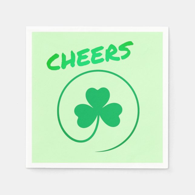 Cheers Klöver Shamrock Irish Grönt St patricks day Pappersservett (Framsidan)