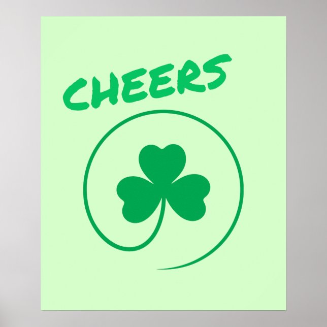 Cheers Klöver Shamrock Irish Grönt St patricks day Poster (Framsidan)