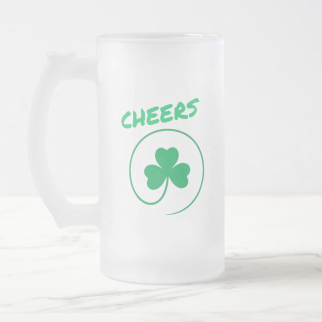 Cheers, Klöver, Shamrock, Irish Grönt, St Patricks Frostat Ölglas (Vänster)