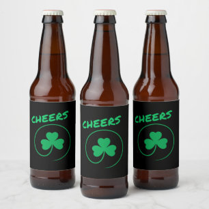 Cheers, Klöver, Shamrock, Irish Grönt, St Patricks Ölflaska Etikett