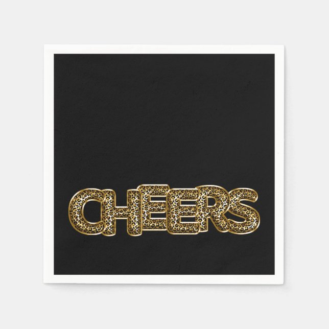 CHEERS Leopard Print Balloon Firande Chic Roligt Pappersservett (Framsidan)
