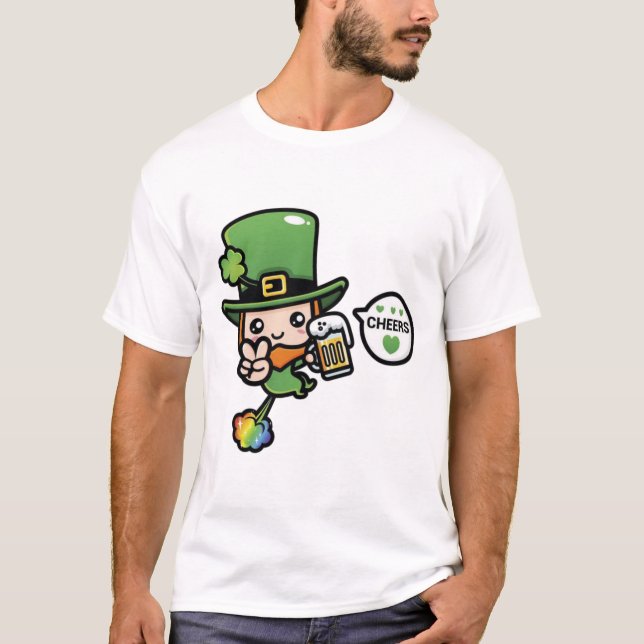 Cheers Leprechaun T Shirt (Framsida)