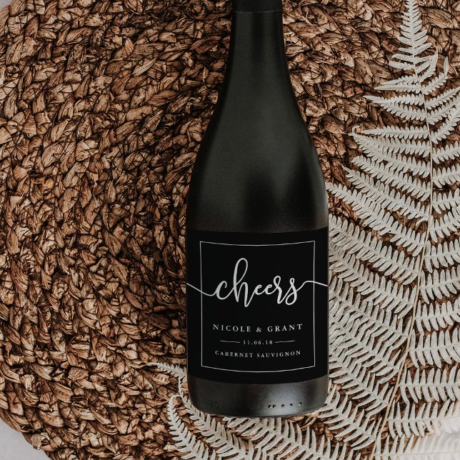 Cheers | Märkning för Vin-bröllop Vinflaska Etikett (Skapare uppladdad)