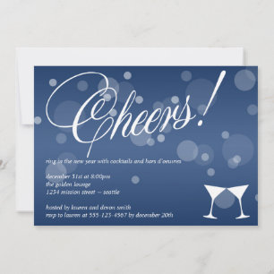 Cheers martini blue dazzle bubble firande inbjudningar