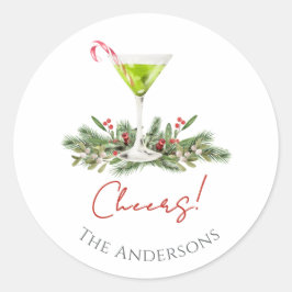 Cheers Martini och Misteltoe Candy Cane Cocktail Runt Klistermärke