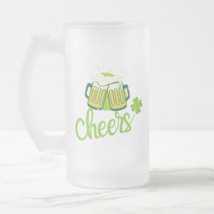 Cheers med Shamrock - St. Patrick Day Frostat Ölglas