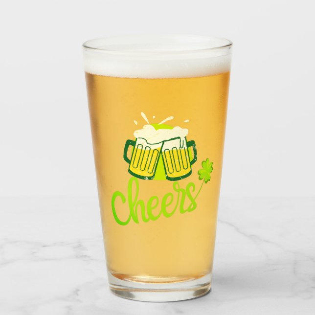 Cheers med Shamrock - St. Patrick Day Glaskopp (Framsida fylld)