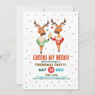 Cheers Mina Deers Reindeer Freindmas jul Party Inbjudningar