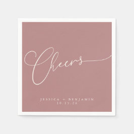 Cheers Minimal Dusty Ro Script Personligt bröllp Pappersservett