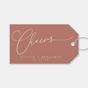 Cheers Minimalist Terracotta Script Personligt brö Presentetikett