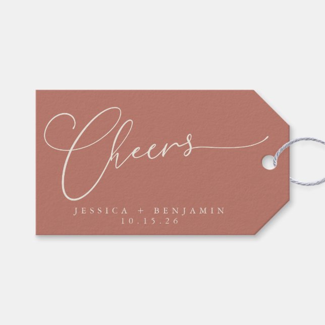 Cheers Minimalist Terracotta Script Personligt brö Presentetikett (Framsidan (Horisontell))