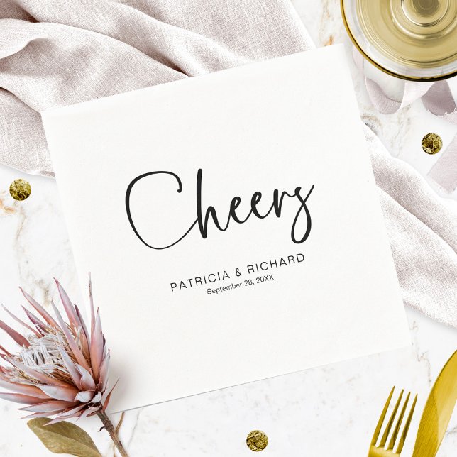 Cheers Modern Calligraphy Bröllop Pappersservett (Skapare uppladdad)