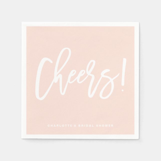 Cheers Modern Calligraphy  Rosa Bröllop Pappersservett (Framsidan)