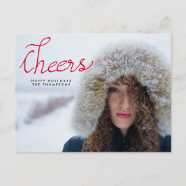Cheers Modern Handskriftlig Red Script Photo Vykort