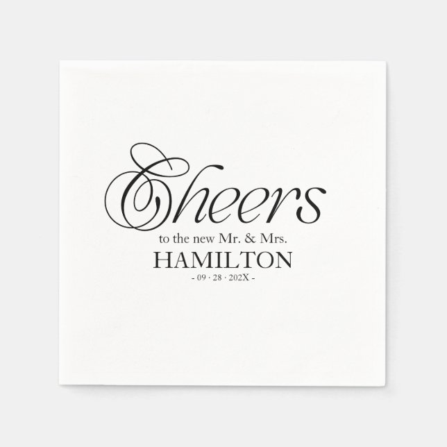 Cheers Modern Minimalist Wedding Pappersservett (Framsidan)