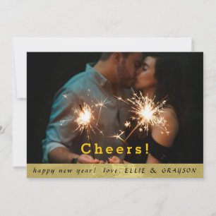 CHEERS Modern Photo & Guld Gräns nyår Julkort