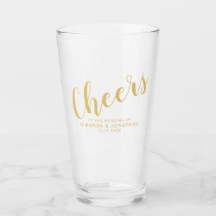 "Cheers" Modern skript Guld Bröllop Glaskopp