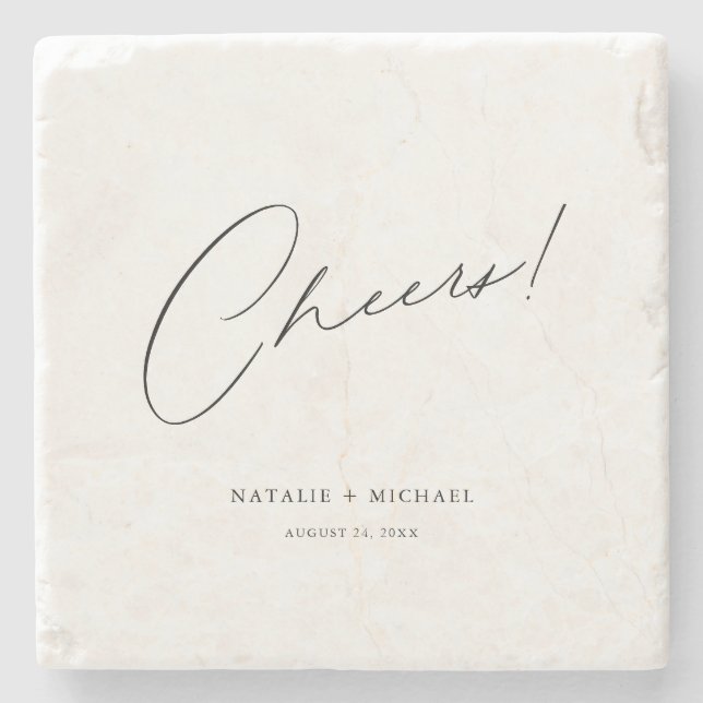 Cheers Modern Unik Personlig Personligt bröllp Stenunderlägg (Framsidan)