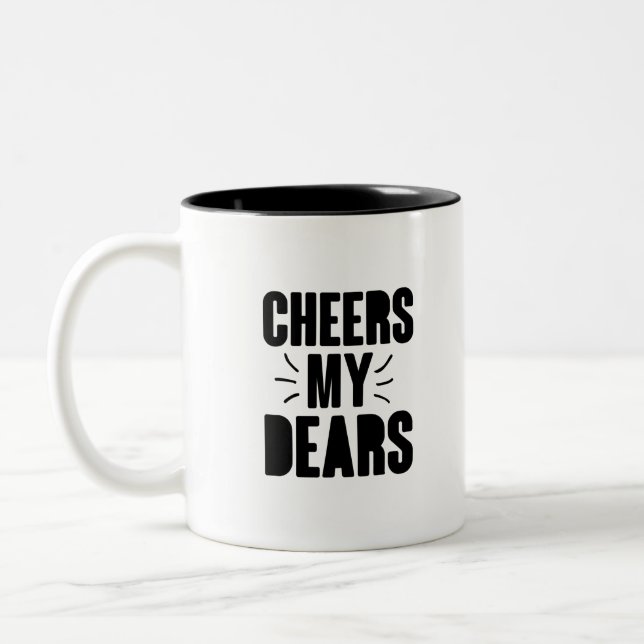 Cheers My Bästa handritade typography Design Två-Tonad Mugg (Vänster)