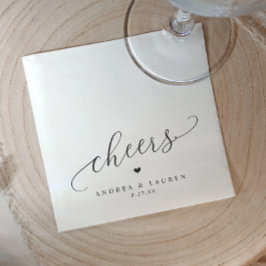 Cheers Napkins Heart Romantic Modern Bröllop Pappersservett