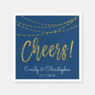 Cheers Navy Blue and Gold Foil String Ljus Pappersservett
