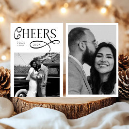 Cheers New Year Modern Chic Stylish 2 Photo Julkort