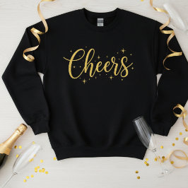 🥂 Cheers New Year Sweatshirt | Cozy Gold Glitter T Shirt