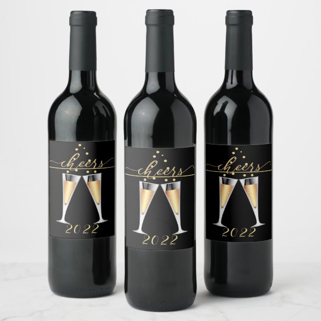 CHEERS Nyårsbrickerande Vin Flutes Vin-etikett Vinflaska Etikett (Flaskor)