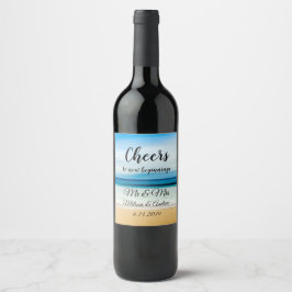Cheers Ocean Sunset Beach Thworthy Vinflaska Etikett
