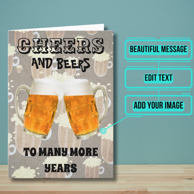 Cheers och Beer Brother Birthday Kort ( Outside is a fun photo of beers in a toast. Inside we've written just the right message.)