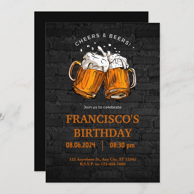 Cheers och Björns födelsedag Inbjudningar (Fram/baksida)