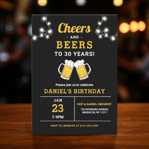 Cheers och Öl 30 års Födelsedagsfest Inbjudningar