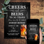 Cheers och Öl 30års födelsedag Chalkboard Inbjudningar<br><div class="desc">Ost och Öl födelsedag. Enkel att anpassa. All text är justerbar och lätt att ändra för dina egna behov i party. Chalkboard och rustik bakgrund inslag. Roligt Chalkboard snurrar och blommar. Vattenfärgsöl mugg. Inbjudan till honom. Pub eller bakgårdens BQ-födelsedagsdesign. Ändra bara texten i alla åldrar.</div>