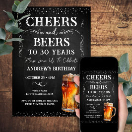 Cheers och Öl 30års födelsedag Chalkboard Inbjudningar
