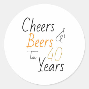 Cheers och Öl 40:e födelsedag Minimal Party Runt Klistermärke