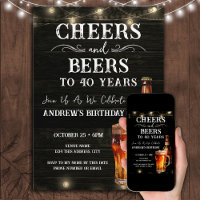 Cheers och Öl 40:e födelsedag Pub Ljus inbjudet