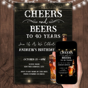 Cheers och Öl 40:e födelsedag Pub Ljus inbjudet Inbjudningar