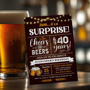 Cheers och Öl 40:e födelsedagen Rustic Inbjudningar