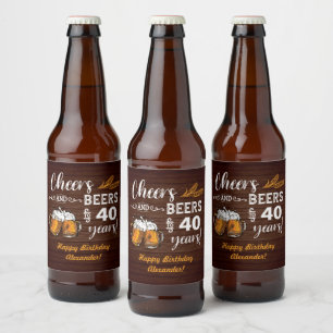 Cheers och Öl 40:e födelsedagen Rustic Ölflaska Etikett